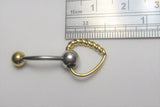 VCH Intimate Jewelry Two Tone Gold Spiraling Heart Vertical Clitoral Hood Bar 14g - I Love My Piercings!