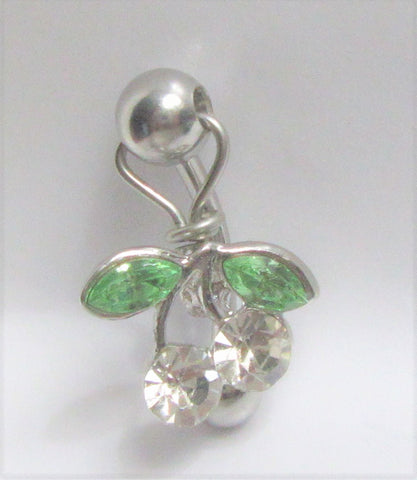 Surgical Steel Clear Cherries Crystal CZ Gem Dangle VCH Vertical Clit Clitoral Hood Ring 14g - I Love My Piercings!