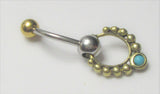 VCH Intimate Jewelry Two Tone Gold and Silver Turquoise Hoop Dangle Vertical Clitoral Hood Bar 14g - I Love My Piercings!