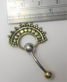 VCH Intimate Jewelry Two Tone Gold and Silver Egyptian Style Hoop Dangle Vertical Clitoral Hood Bar 14g - I Love My Piercings!