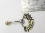 VCH Intimate Jewelry Two Tone Gold and Silver Egyptian Style Hoop Dangle Vertical Clitoral Hood Bar 14g - I Love My Piercings!