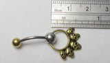 VCH Intimate Jewelry Two Tone Gold and Silver Skulls Hoop Dangle Vertical Clitoral Hood Bar 14g - I Love My Piercings!