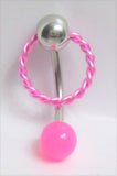 VCH Intimate Jewelry Two Tone Pink Twisted Hoop Dangle Vertical Clitoral Hood Bar 14g - I Love My Piercings!