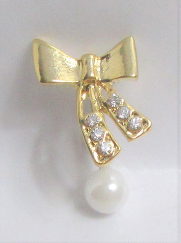 14k Gold Plated Barbell Ribbon Bow Crystal White Pearl VCH Jewelry Clitoral Clit Hood 14 gauge 14g - I Love My Piercings!