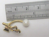 14k Gold Plated Barbell Ribbon Bow Crystal White Pearl VCH Jewelry Clitoral Clit Hood 14 gauge 14g - I Love My Piercings!