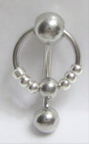 VCH Intimate Jewelry Silver Beaded Hoop Dangle Vertical Clitoral Hood Bar 14g - I Love My Piercings!