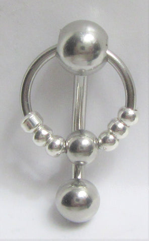 VCH Intimate Jewelry Silver Beaded Hoop Dangle Vertical Clitoral Hood Bar 14g - I Love My Piercings!