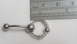 VCH Intimate Jewelry Silver Beaded Hoop Dangle Vertical Clitoral Hood Bar 14g - I Love My Piercings!