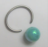 Blue Green Oblong Pearl Inner Outer Labia VCH Clitoral Clit Hood Ring Hoop 16G - I Love My Piercings!