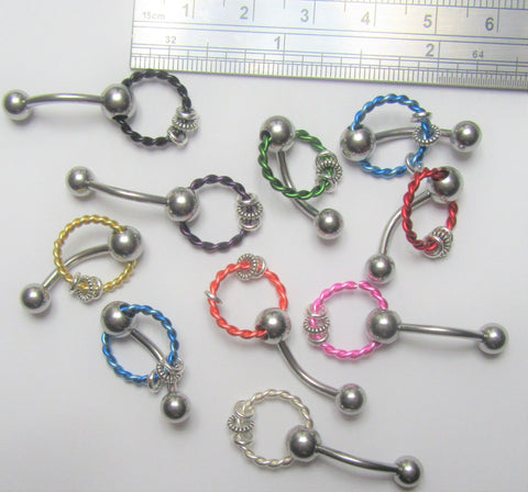 Surgical Steel Twisted Hoop with Accent Hoops VCH Jewelry Vertical Clitoral Clit Hood Barbell Ring 14G - I Love My Piercings!