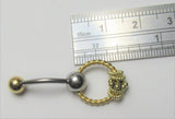 Gold Titanium Twisted Hoop Ornate Dangle VCH Vertical Clitoral Hood Bar 14g - I Love My Piercings!