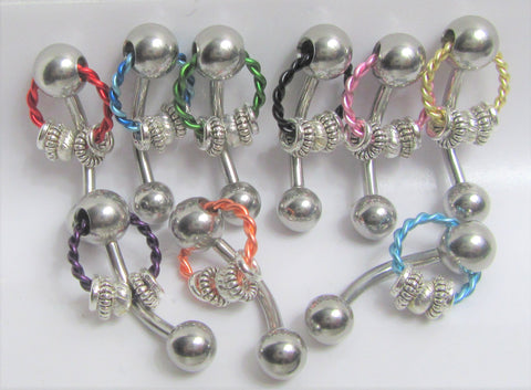 Surgical Steel Twisted Hoop with Accents VCH Jewelry Vertical Clitoral Clit Hood Barbell Ring 14G - I Love My Piercings!
