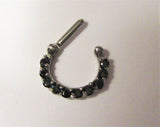 Surgical Steel Loaded Black Crystal Cartilage Daith Snap In Hoop 14 gauge 14g - I Love My Piercings!