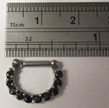Surgical Steel Loaded Black Crystal Cartilage Daith Snap In Hoop 14 gauge 14g - I Love My Piercings!