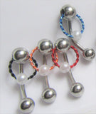 Surgical Steel Twisted Hoop Small White Pearl VCH Jewelry Vertical Clitoral Clit Hood Barbell Ring 14G - I Love My Piercings!