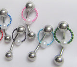 Surgical Steel Twisted Hoop Small White Pearl VCH Jewelry Vertical Clitoral Clit Hood Barbell Ring 14G - I Love My Piercings!