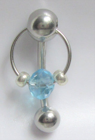 Surgical Steel Faceted Blue Aqua Stone VCH Jewelry Vertical Clitoral Clit Hood Barbell Ring 14G - I Love My Piercings!