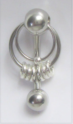 Surgical Steel Ball Loops Double Hoop Dangle VCH Jewelry Vertical Clitoral Clit Hood Barbell Ring 14G - I Love My Piercings!