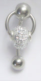 Surgical Steel Loaded Crystal Dangle Hoop VCH Jewelry Vertical Clitoral Clit Hood Barbell Ring 14G - I Love My Piercings!