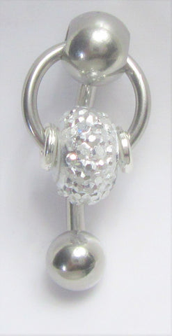 Surgical Steel Loaded Crystal Dangle Hoop VCH Jewelry Vertical Clitoral Clit Hood Barbell Ring 14G - I Love My Piercings!