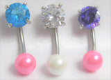 Silver VCH Vertical Clitoral Clit Hood Christina Bar Ring Barbell Crystal Pearl Ball 14G - I Love My Piercings!