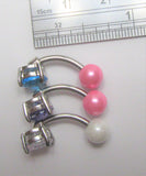Silver VCH Vertical Clitoral Clit Hood Christina Bar Ring Barbell Crystal Pearl Ball 14G - I Love My Piercings!