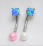 Blue Opal Pearl Ball VCH Vertical Clitoral Clit Hood Ring Bar 16g Gauge - I Love My Piercings!