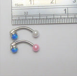 Blue Opal Pearl Ball VCH Vertical Clitoral Clit Hood Ring Bar 16g Gauge - I Love My Piercings!