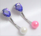 Purple VCH Vertical Clitoral Clit Hood Bar Ring Gem White Pink Pearl Ball 14G - I Love My Piercings!