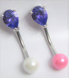 Purple VCH Vertical Clitoral Clit Hood Bar Ring Gem White Pink Pearl Ball 14G - I Love My Piercings!