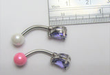 Purple VCH Vertical Clitoral Clit Hood Bar Ring Gem White Pink Pearl Ball 14G - I Love My Piercings!