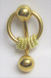 Gold Plated Hoop Accents Dangle VCH Vertical Clitoral Clit Hood Bar Post 14g - I Love My Piercings!