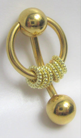 Gold Plated Hoop Accents Dangle VCH Vertical Clitoral Clit Hood Bar Post 14g - I Love My Piercings!