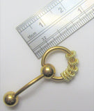 Gold Plated Hoop Accents Dangle VCH Vertical Clitoral Clit Hood Bar Post 14g - I Love My Piercings!