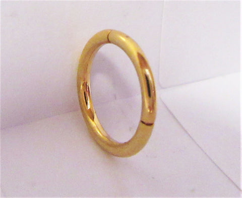 18k Gold Plated Snap in Hoop Tragus Rook Daith Nose Piercing 16 gauge 16g 8 mm - I Love My Piercings!