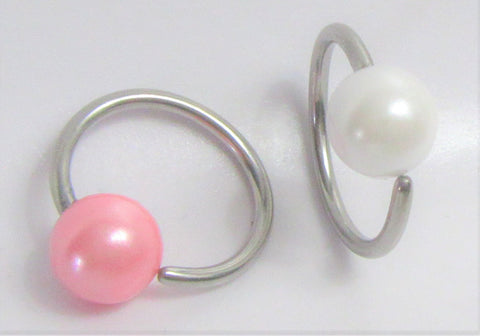 White or Pink Pearl Inner Outer Labia VCH Clitoral Clit Hood Ring Hoop 16G - I Love My Piercings!