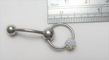 AB Iridescent Gem Ball Hoop Dangle VCH Vertical Clitoral Clit Hood Ring Bar 14g - I Love My Piercings!