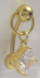 14k Gold Plated Hoop Gem Dangle VCH Vertical Clitoral Clit Hood Bar Post 14g - I Love My Piercings!