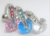 Surgical Steel Solitaire Crystal with Accents VCH Vertical Clitoral Hood Jewelry Bar Curved Post 14G - I Love My Piercings!