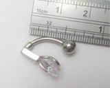 Surgical Steel Solitaire Crystal with Accents VCH Vertical Clitoral Hood Jewelry Bar Curved Post 14G - I Love My Piercings!