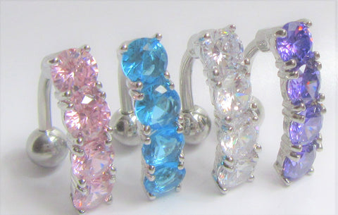 Surgical Steel Gem Crystal Row VCH Vertical Clitoral Hood Bar Ring Post 14G - I Love My Piercings!