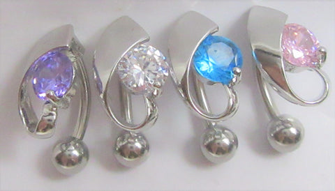Surgical Steel Gem Crystal Loop VCH Vertical Clitoral Hood Bar Ring Post 14G - I Love My Piercings!