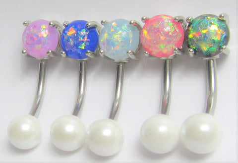 Stainless Surgical Steel White Pearl Opal VCH Vertical Clitoral Clit Hood 14G - I Love My Piercings!