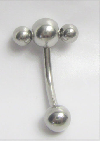 Stainless Surgical Steel Triple Ball VCH Vertical Clitoral Clit Hood Bar 14g - I Love My Piercings!