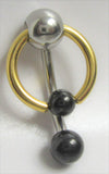Black Gold Titanium Hoop Dangle VCH Vertical Clitoral Hood Bar Ring Post 14G - I Love My Piercings!