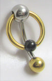Black Gold Titanium Hoop Dangle VCH Vertical Clitoral Hood Bar Ring Post 14G - I Love My Piercings!