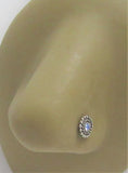 Sterling Silver Blue Beaded Ornate Nose Bent L Shape Stud Pin Post 20 gauge 20g - I Love My Piercings!