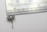 Sterling Silver Blue Beaded Ornate Nose Bent L Shape Stud Pin Post 20 gauge 20g - I Love My Piercings!