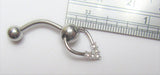 Surgical Steel Crystal V Hoop Dangle VCH Vertical Clitoral Hoop Post Curved Bar 14G - I Love My Piercings!