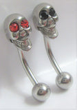 Surgical Steel Red Eye Skull Christina VCH Vertical Clitoral Hood Bar Ring Post 14G - I Love My Piercings!
